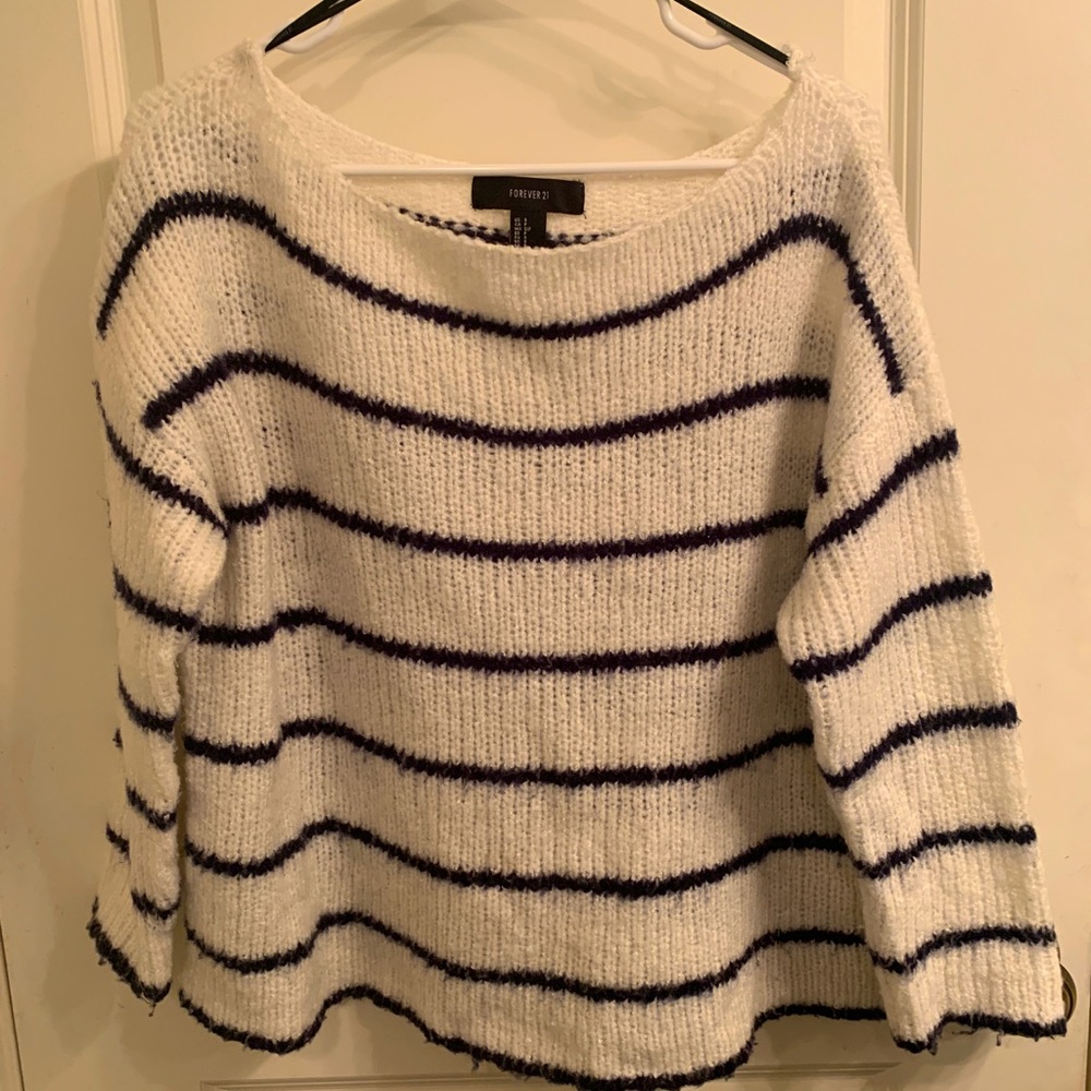 White & Blue Striped Sweater